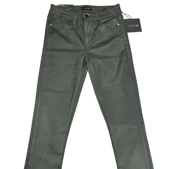 NWT JOE'S JEANS The Icon Mid Rise Skinny Ankle Sz 24 Green Coated Laser Camo - Picture 4 of 8